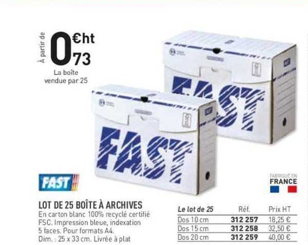fast lot de 25 boîte à archives