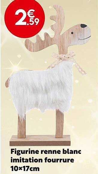 figurine renne blanc imitation fourrure