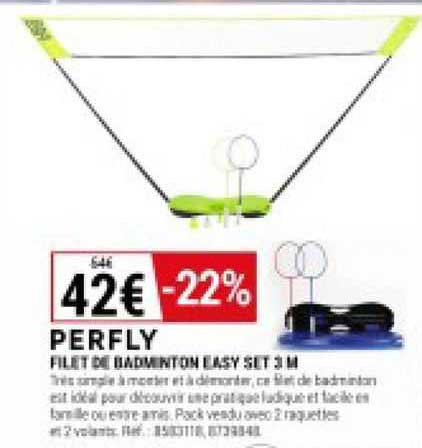 filet de badminton easy set 3 m perfly