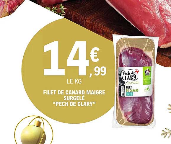 Filet De Canard Maigre Surgelé "pech De Clary"