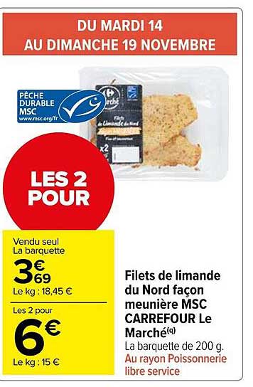 filets de limande du nord façon meunière msc carrefour le marché