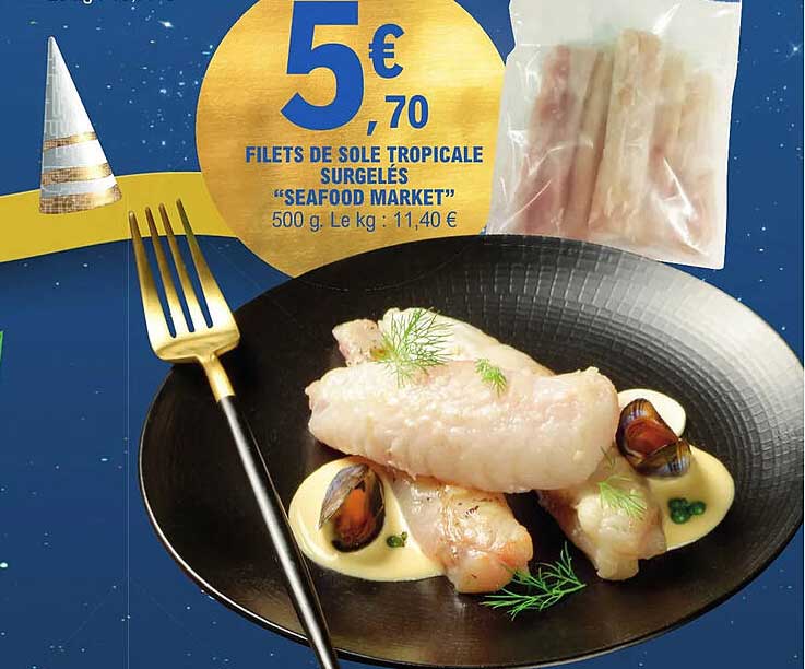 filets de sole tropicale surgelés "seafood market"