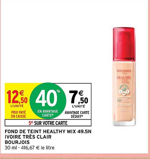 fond de teint healthy mix 49.5n ivoire très clair bourjois