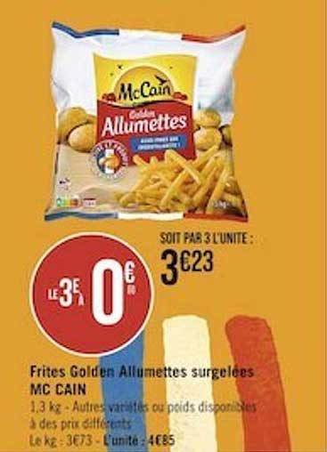 frites golden allumettes surgelées mc cain