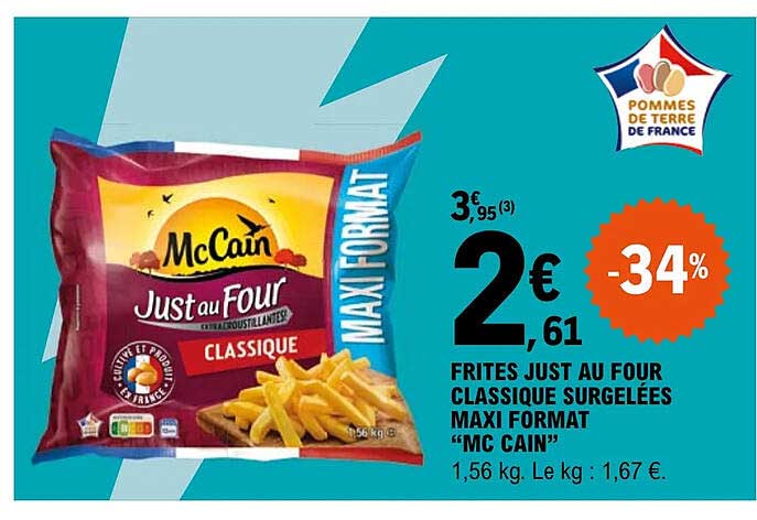 frites just au four classique surgelées maxi format "mc cain"