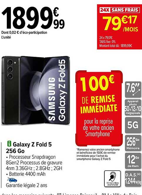 galaxy z fold 5 256 go