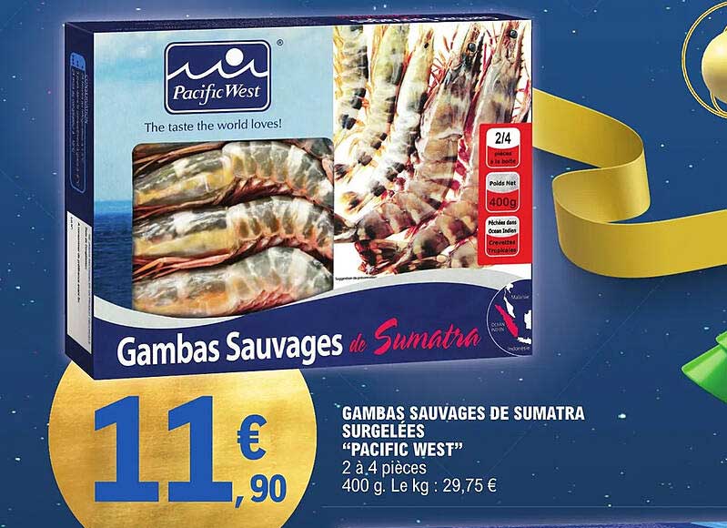 gambas, sauvages de sumatra surgelées "pacific west"