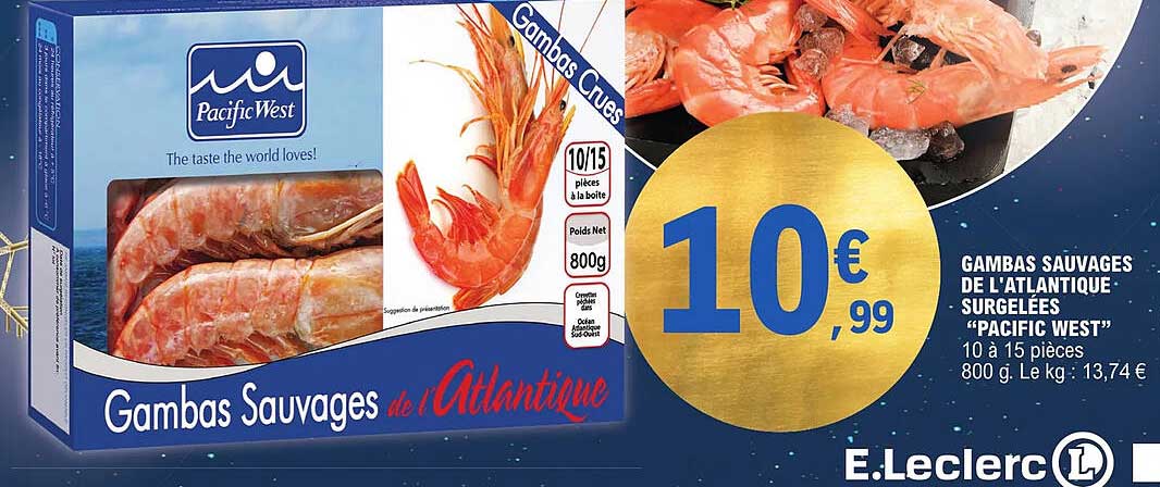 gambas sauvages de l'atlantique surgelées "pacific west"
