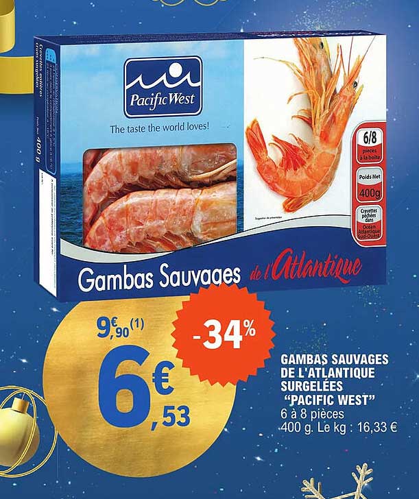 gambas sauvages de l'atlantique surgelées "pacific west"