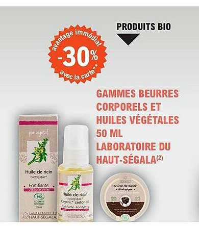 gammes beurres corporels et huiles végétales 50 ml laboratoire du haut-ségala