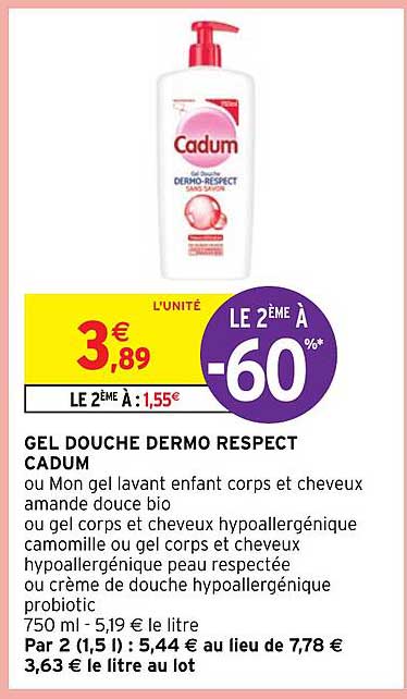 Gel Douche Dermo Respect Cadum
