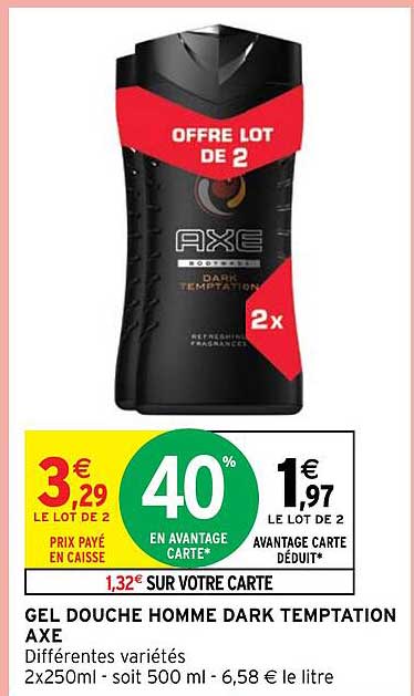 gel douche homme dark temptation axe