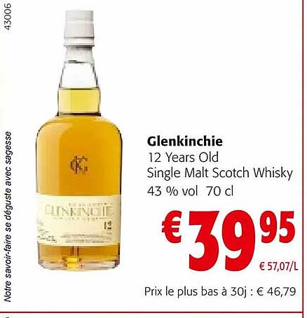 Glenkinchie 12 Years Old Single Malt Scotch Whisky 43% Vol