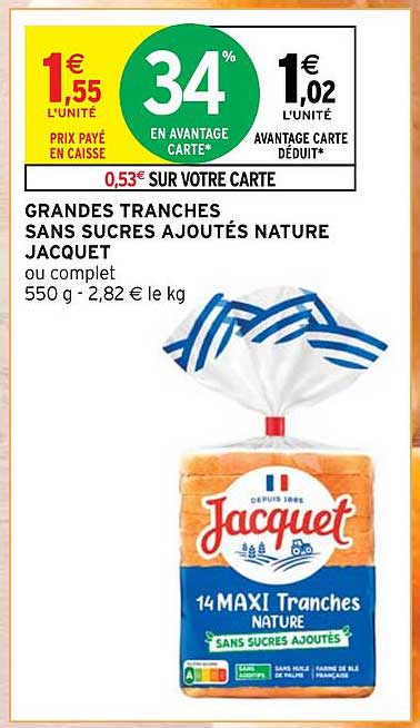 grandes tranches sans sucres ajoutés nature jacquet