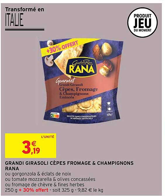 grandi girasoli cèpes fromages & champignons rana
