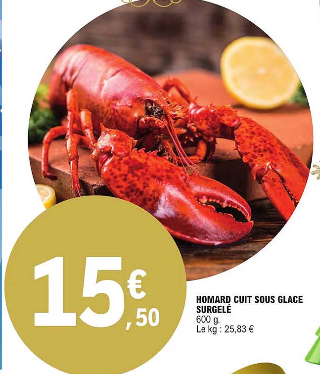 homard cuit sous glace surgelé