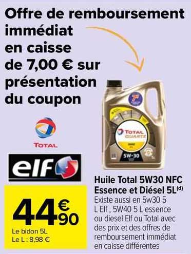 huile total 5w30 nfc essence et diésel 5l