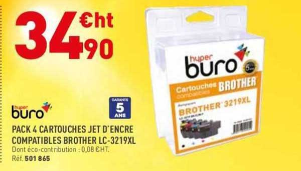 hyper buro pack 4 cartouches jet d'encre compatibles brother lc-3219xl