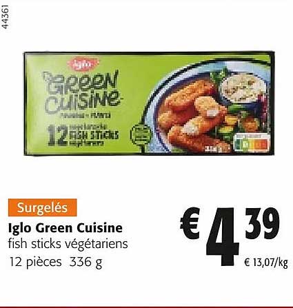 iglo green cuisine fish sticks végétariens