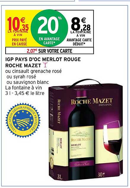 Igp Pays D'oc Merlot Rouge Roche Mazet