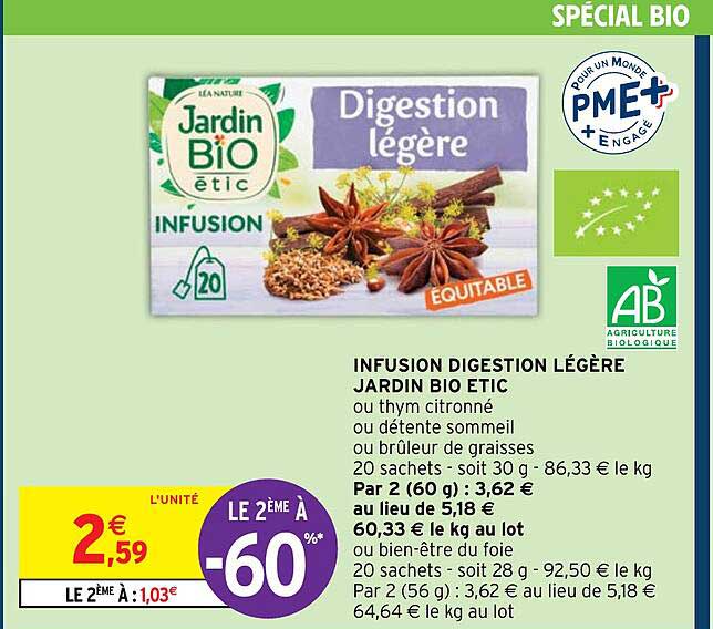 infusion digestion légère jardin bio etic