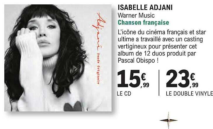 isabelle adjani warner music chanson française