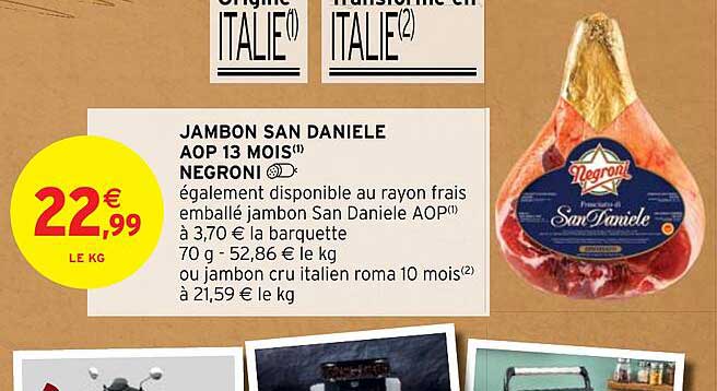 jambon san daniele aop 13 mois negroni