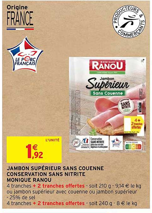 jambon supérieur sans couenne conservation sans nitrite monique ranou