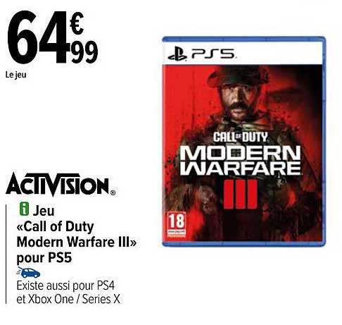 jeu «call of duty modern warfare III» pour ps5 activision