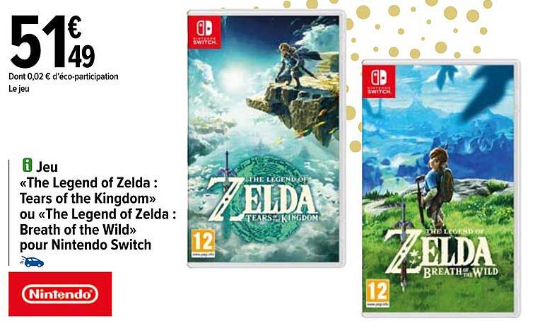 jeu «jeu legend of zelda : tears of the kingdom» ou «the legend of zelda : breath of the wild» pour nintendo switch