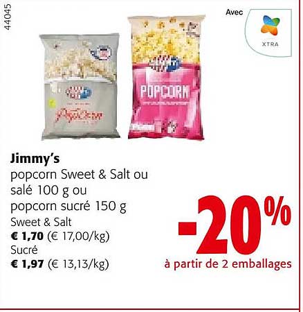 jimmy's popcorn sweet & salt ou salé ou popcorn sucré
