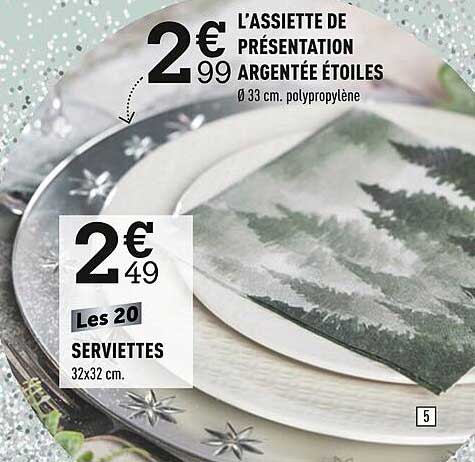 l'assiette de présentation argentée étoiles