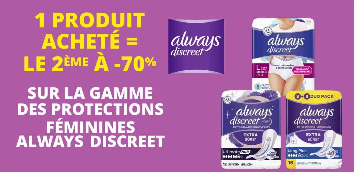 la gamme des protections féminines always discreet