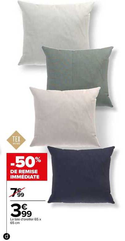 la taie d'oreiller 65 x 65 cm tex home