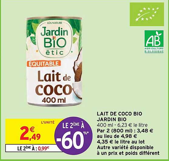Lait De Coco Bio Jardin Bio