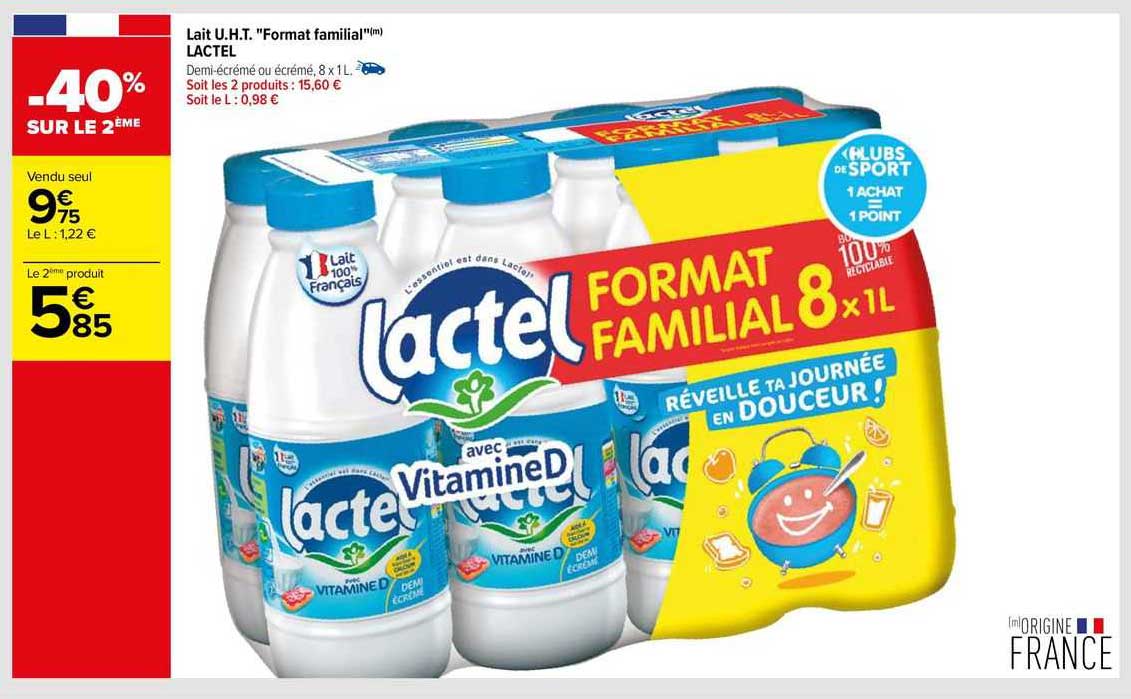 lait u.h.t. "format familial" lactel