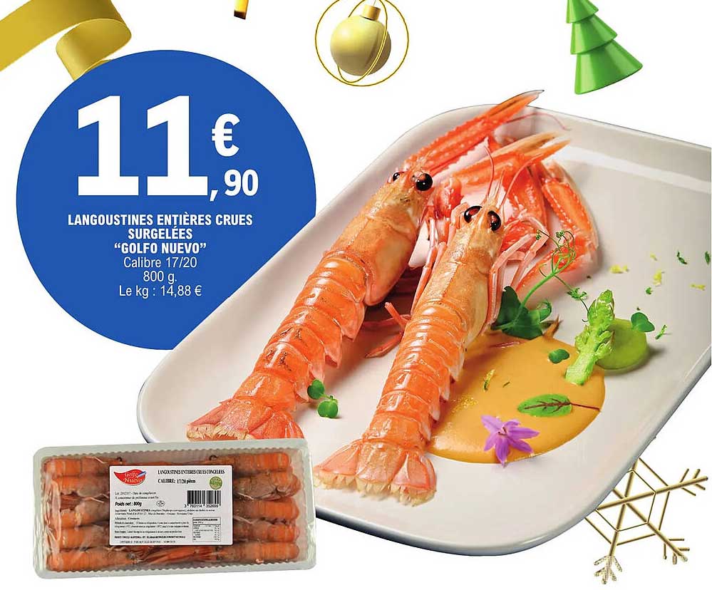 langoustines entières crues surgelées "golfo nuevo"