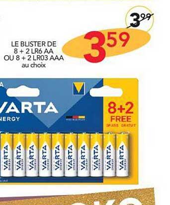 le blister de 8 + 2 lr6 aa ou 8 + 2 lr03 aaa