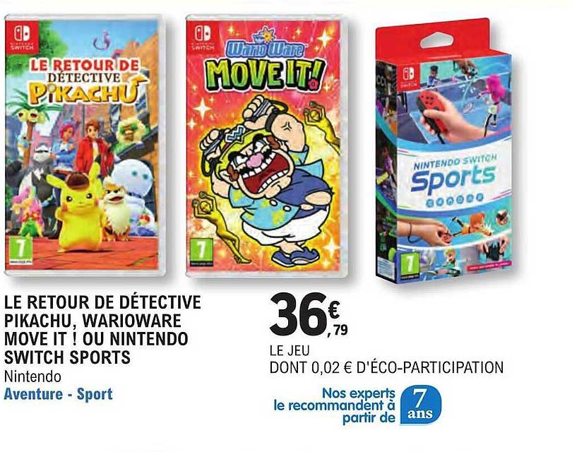 le retour de détective pichaku, warioware move it ! ou nintendo switch sports