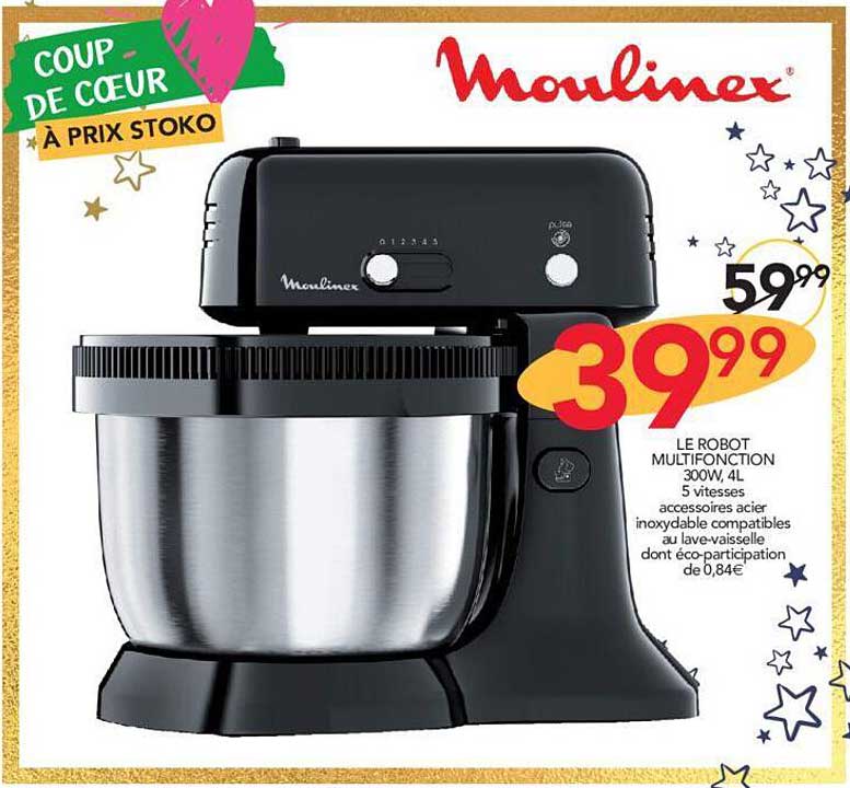 le robot multifonction 300w, 4 l moulinex
