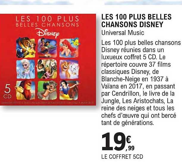 les 100 plus belles chansons disney
