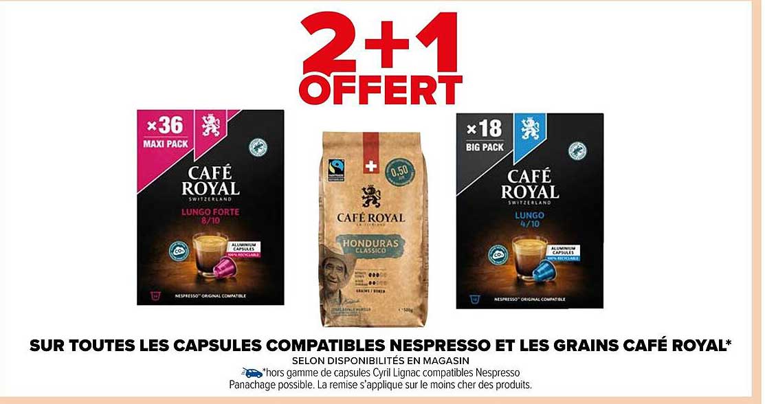 les capsules compatibles nespresso et les grains café royal