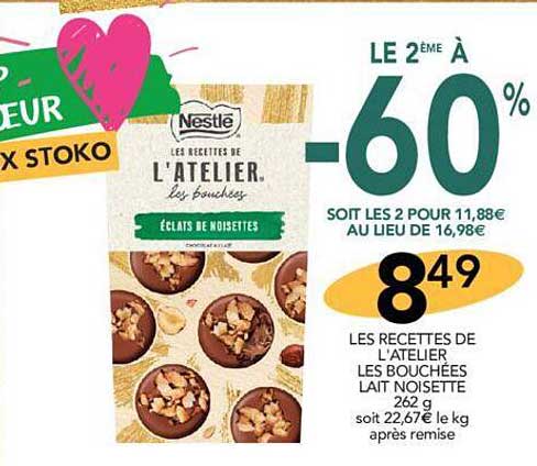 les recettes de l'atelier les bouchées lait noisette