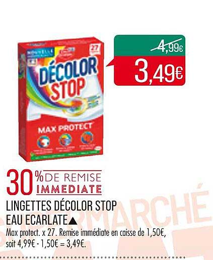 Lingettes Décolor Stop Eau écarlate