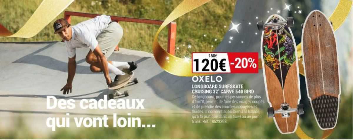 longboard surfskate cruising 32" carve 540 bird oxelo