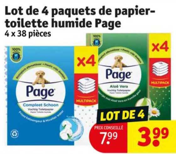 lot de 4 paquets de papier-toilette humide page