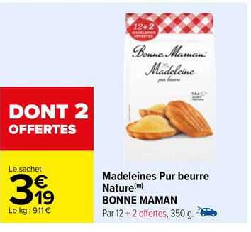madeleines pur beurre nature bonne maman