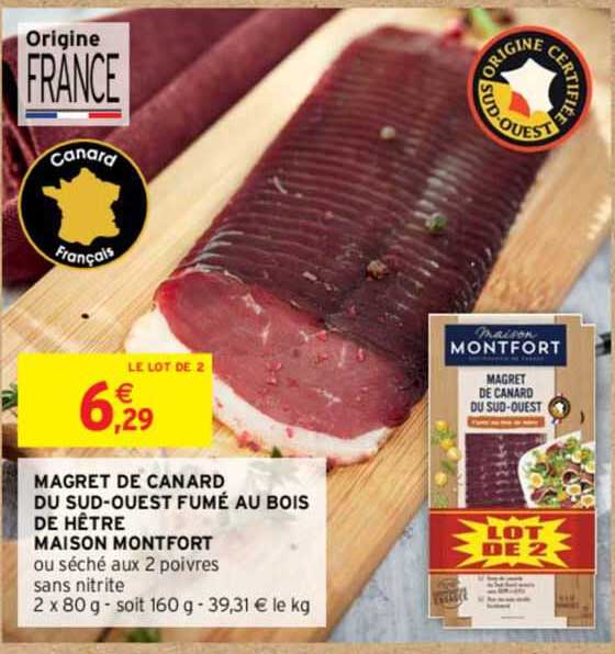 magret de canard du sud-ouest fumé au bois de hêtre maison montfort