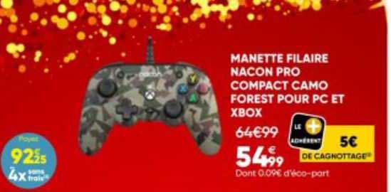 manette filaire nacon pro compact camo forest pour pc et xbox