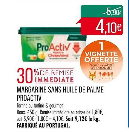 margarine sans huile de palme proactiv